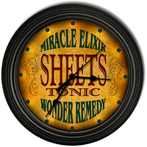Cover image : Sheets 's Tonic Wonder Remedy Black Cascading Pub Style Wall Clock