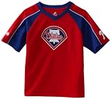 MLB Boys' Philadelphia Phillies Jetstream Short Sleeve Raglan Overdyed Tee (Athletic Red/Deep Royal/White, Medium)