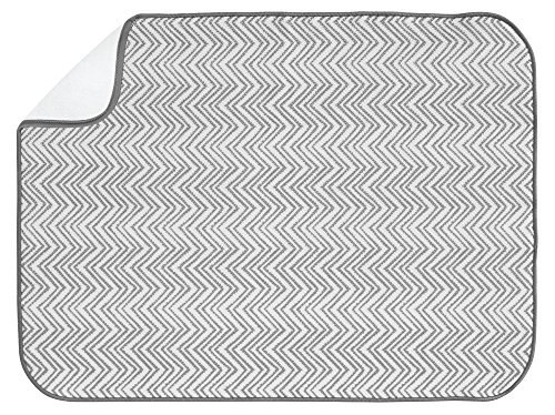 InterDesign iDry Chevron Kitchen Mat, 24 x 18, Gray/White