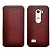 LG Leon LTE/LG Tribute 2 / LG Power/LG Destiny, Deluxe Pu Slim Leather Folio Wallet Flip Case Cover with Kickstand for LG Leon LTE/LG Tribute 2 (Brown Slim Folio Case)