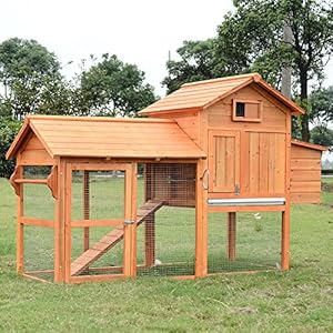 PawHut 82-INCH Deluxe Backyard Wood Chicken Coop Poultry Habitats 