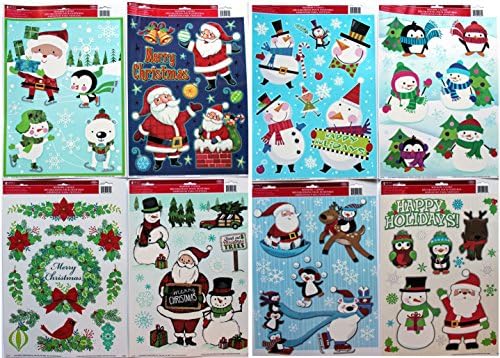 Christmas Window Clings, 8 Sheets