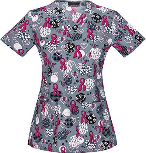 Cherokee Women's V-neck Butterfly Print Scrub Top