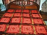 Velvet Mirror Embroidery Sari Tapestry Bedspread Coverlet Throw