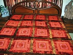 Velvet Mirror Embroidery Sari Tapestry Bedspread Coverlet Throw