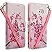 Galaxy S6 Edge Case, Compatible for Galaxy S6 Edge Wallet Case, Wrist Strap Flip Folio [Kickstand Feature] Pu Leather Wallet Case with ID&Credit Card Slot for S6 Edge - Pink Lotus Flower