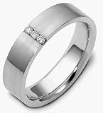 5mm Platinum 3 Diamond Comfort Fit Wedding Band Ring