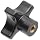 Davies Thermoplastic Four Arm knob, Flute Rim, Threaded Through Hole, 1/4"-20 Thread Size X 1/2" Thread Length, 1-3/4" Diameter (Pack of 5)