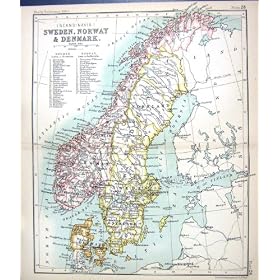 MER BALTIQUE ANTIQUE SCANDINAVIE de la CARTE c1901 SU�DE NORV�GE DANEMARK