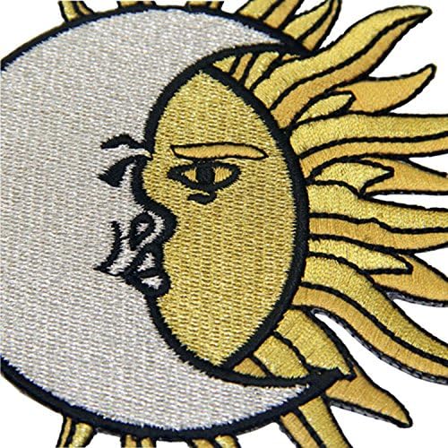 Embird Moon Over Sun Celestial Embroidered Iron On / Sew On Patch