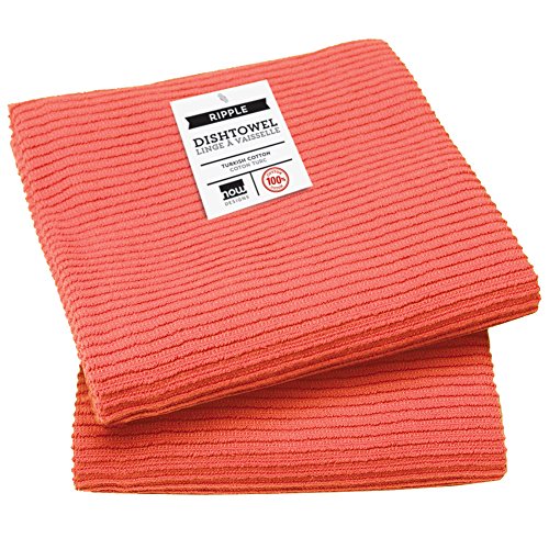 Now Designs Ripple Kitchen Towel, Set of 2, Tangerine