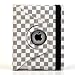 ATC Light White Black Newly Design Checker Synthetic Leather Notebook Magnetic Smart 360 Degrees Rotating Case Cover Folio Sleeve for Apple iPad 2 3G Tablet, WIFI Model, 16GB, 32GB, 64GB