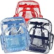 (60 Pieces) Red + Blue + Navy Trim K-Cliffs Clear Transparent PVC School Backpack/ Book Bag/ Day Pack