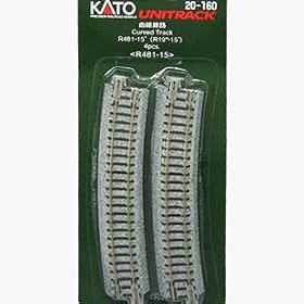 【クリックで詳細表示】Nゲージ ユニトラック線路 曲線線路 R481-15° (4本入) ＃20-160