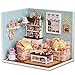 Cuteroom Dollhouse Miniature DIY Wood Kit Dolls house with Cover and LED Toy Christmas Gift Birthday Gift Cute Room--Happy Time