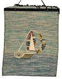 Sailboat - natural jute wall hanging picture, hand woven