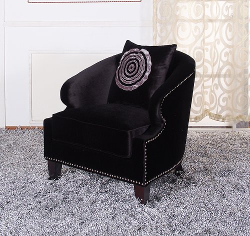730 Contessa Black Club Chair With Naihead Accents