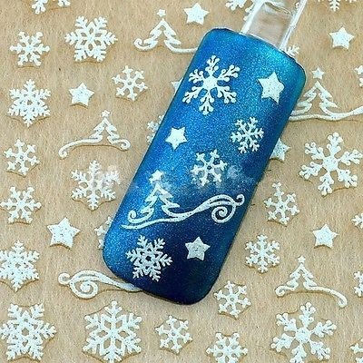 3D Nail Art Sticker Decals Decorations Tools Christmas Tree Snowflake Designs