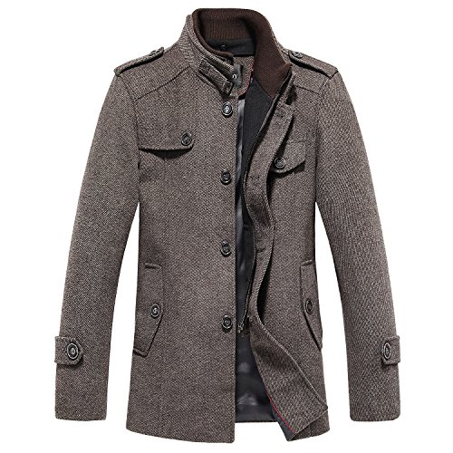 Sulandy@ men s winter warm soft wool blend pea coats slim fit (co…