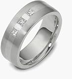 Platinum Comfort Fit 3 Diamond Wedding Band Ring