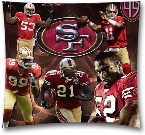 San Francisco 49Ers Football Pillow Cover, Sport Pre-Shrunk Cotton Linen Pillow Sham, 18X18 NFL Logo Printed Pillowcase, Pillowcase for Spoort Fans
