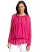 Kenneth Cole Women's Drawstring Blouse, Tulip Pink, Small