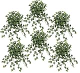 SIX 30" English Ivy Artificial Hanging Bushes Green Frosted