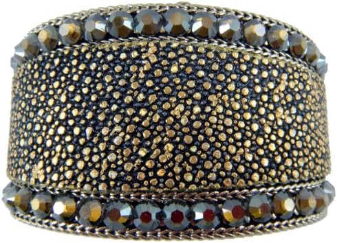 Whimsical Originals Stingray Leather Cuff Bracelet Swarovski
