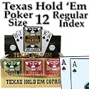 Copag 100% Plastic Playing Cards - Texas Hold 'Em Poker Size Regular Index Burgundy/Green - 1 Dozen Decks