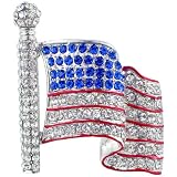 Sapphire Patriotic American Flag Austrian Crystal Pin Brooch