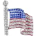 Sapphire Patriotic American Flag Austrian Crystal Pin Brooch