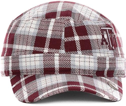 Texas A&M Aggies NCAA College Campus Cabbie Plaid Fidel Cap Hat (Medium-Large, Maroon-White)