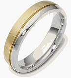 Titanium & 18 Karat Yellow Gold 5mm Plain Wedding Band Ring
