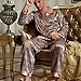 Amybria Men's Silk Pajamas Set of One Shirt and Pant Grey Silver Color