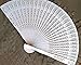 Quasimoon PaperLanternStore.com 8 Inch White Folding Wood Panel Hand Fan with White Organza Bag for Weddings