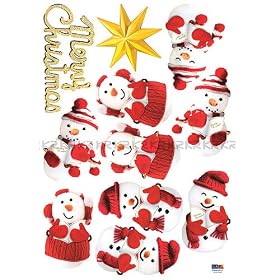Christmas Holiday Time Reusable Wall Decoration Stickers - Merry Christmas Fun Snowmen