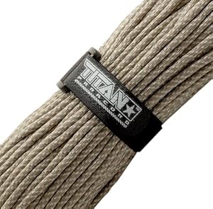 Titan Military 550 Paracord, with Official Fastener - Includes 2 FREE Paracord Project eBooks - This is the same Parachute Cord used by U.S. and Canadian Defense Forces - 100 FEET, NYLON, ACU GRAY