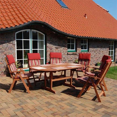 Gartengarnitur Graciosa Holz 6 Hochlehner + 1 Tisch