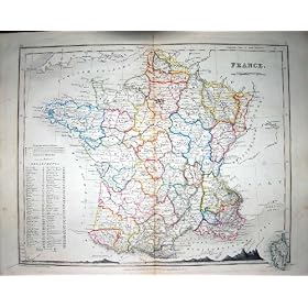 1837 Map France Normandy Corsica Paris Gulf Lions