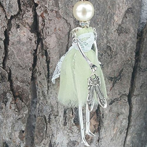 Dancing Queeen Tiny Doll Pendant Necklace Doll Jewelry Green Accessories Unique Handmade