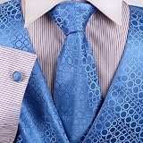 Sky Blue Polka Dots Formal Vest for Men Gift Idea with Neck Tie, Cufflinks, Handkerchief, Bow Tie for Suit Vs1011-L