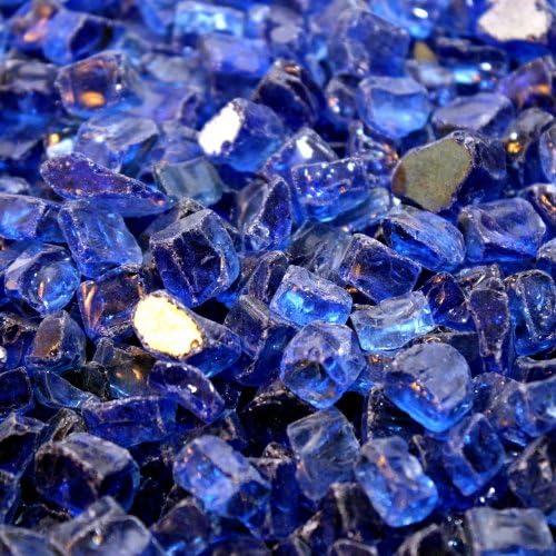 Fireplace Glass Fire Pit Glass- Cobalt Blue Reflective 1/2 Inch - 25 Lbs