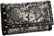 Whiting & Davis Lotus Flap Shoulder Bag,Black Silver,one size