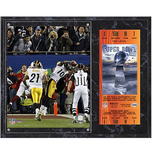 Mounted Memories Pittsburgh Steelers Super Bowl XLIII Santonio Holmes Plaque with Replica Ticket