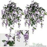 TWO 3' Artificial Wisteria Hanging Flower Bushes, with No Pot,