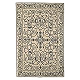IMAGE OF Safavieh Chelsea Collection HK11I Hand-Hooked Ivory and Navy Blue Wool Area Rug, 6-Feet by 9-Feet
