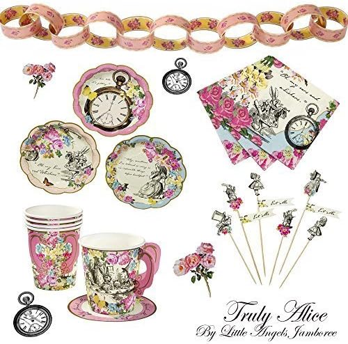 Truly Alice Kit For 12 - Cups, Plates, Napkins, Paper Chains, Canape Picks by Truly Alice