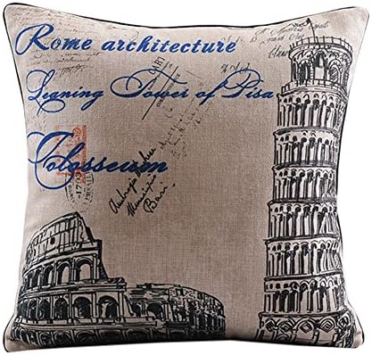 Ancase Cotton Linen Square Pillow Case Cushion Cover Rome Architecture 18inch