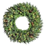 36 Pre-lit Cheyenne Pine Christmas Wreath with Pine Cones - Clear Dura Lights