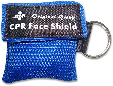 Blue Mini CPR Mask Shield (5pcs) Keychain Ring for First Aid Emergency Training